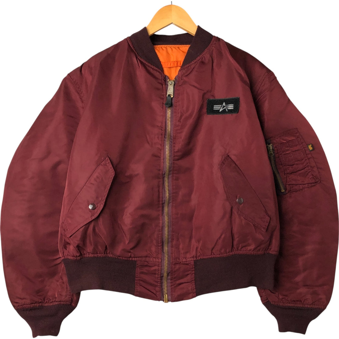 90'S civilian Alpha MA-1 style padded military flight jacket, made in the USA, men's size L, vintage Nylon burgundy type Vintage Second Hand