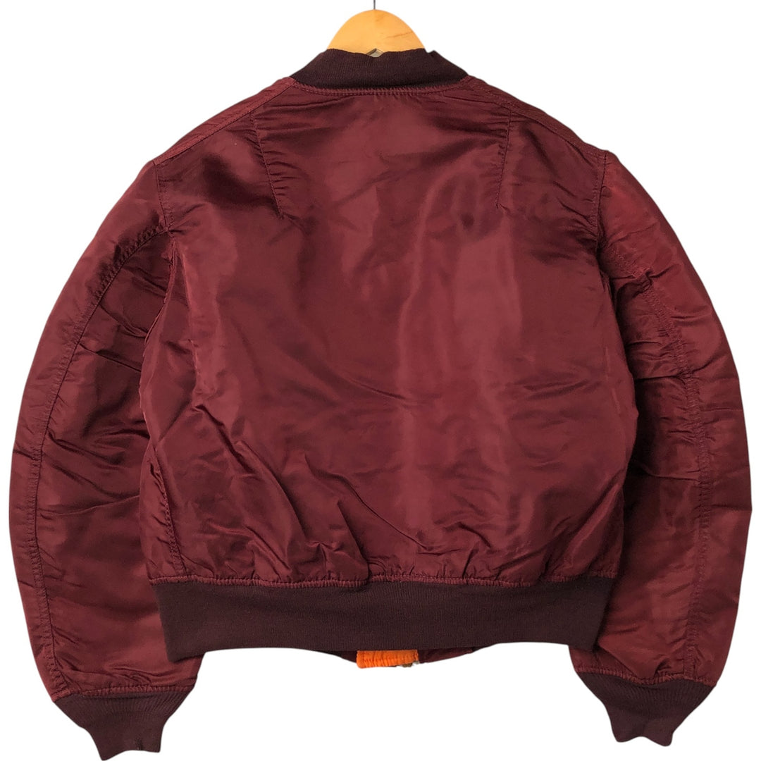 90'S civilian Alpha MA-1 style padded military flight jacket, made in the USA, men's size L, vintage Nylon burgundy type Vintage Second Hand
