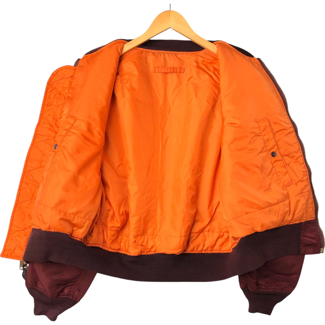 90'S civilian Alpha MA-1 style padded military flight jacket, made in the USA, men's size L, vintage Nylon burgundy type Vintage Second Hand