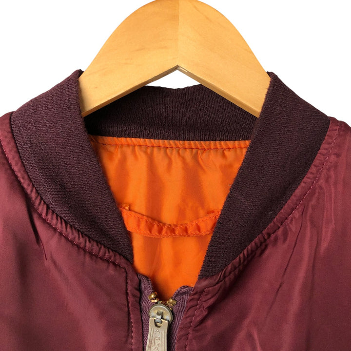 90'S civilian Alpha MA-1 style padded military flight jacket, made in the USA, men's size L, vintage Nylon burgundy type Vintage Second Hand