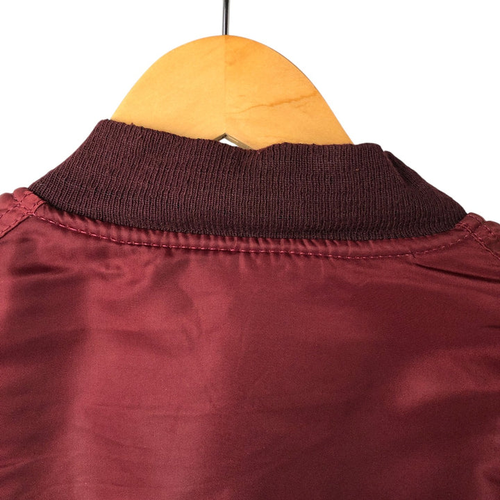 90'S civilian Alpha MA-1 style padded military flight jacket, made in the USA, men's size L, vintage Nylon burgundy type Vintage Second Hand