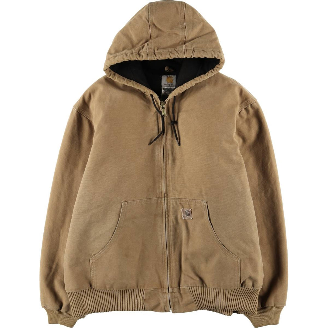 00'S Carhartt Active Jacket Duck Full Zip Hoodie Men's XL cotton beige type brown Vintage Second Hand