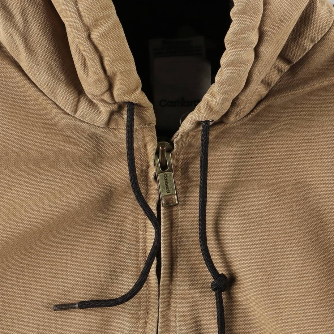 00'S Carhartt Active Jacket Duck Full Zip Hoodie Men's XL cotton beige type brown Vintage Second Hand