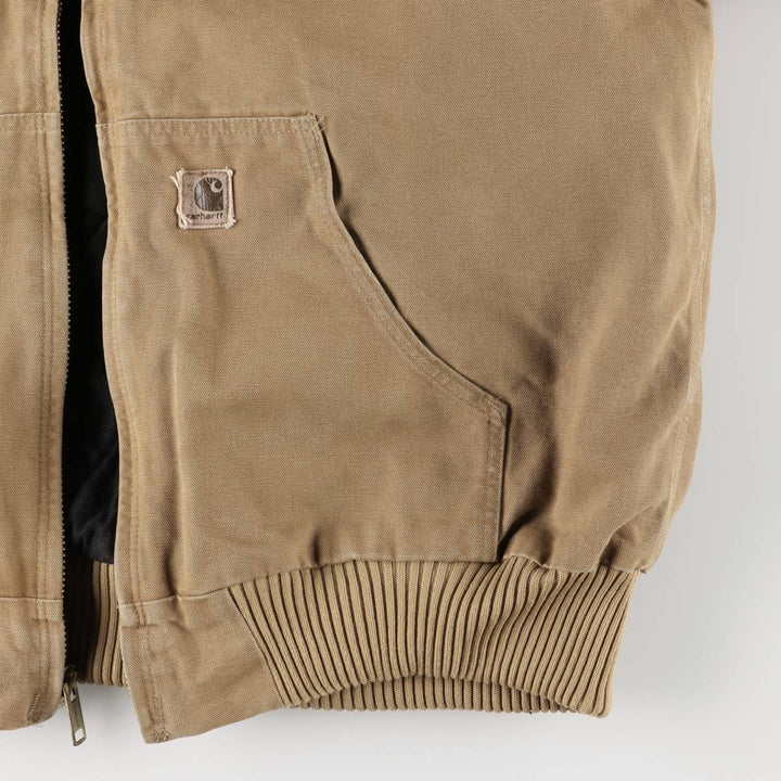 00'S Carhartt Active Jacket Duck Full Zip Hoodie Men's XL cotton beige type brown Vintage Second Hand