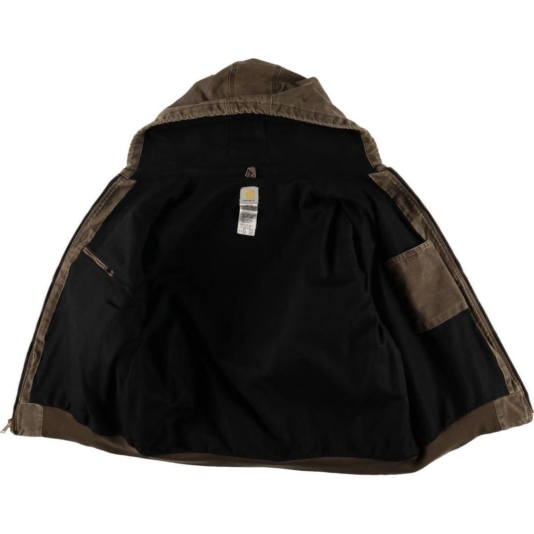 00'S Carhartt Active Jacket Duck Full Zip Hoodie Men's XXL cotton brown type Vintage Second Hand