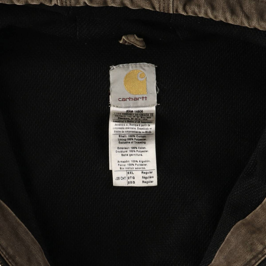 00'S Carhartt Active Jacket Duck Full Zip Hoodie Men's XXL cotton brown type Vintage Second Hand