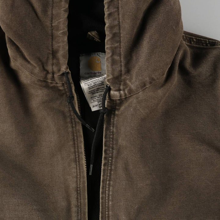00'S Carhartt Active Jacket Duck Full Zip Hoodie Men's XXL cotton brown type Vintage Second Hand