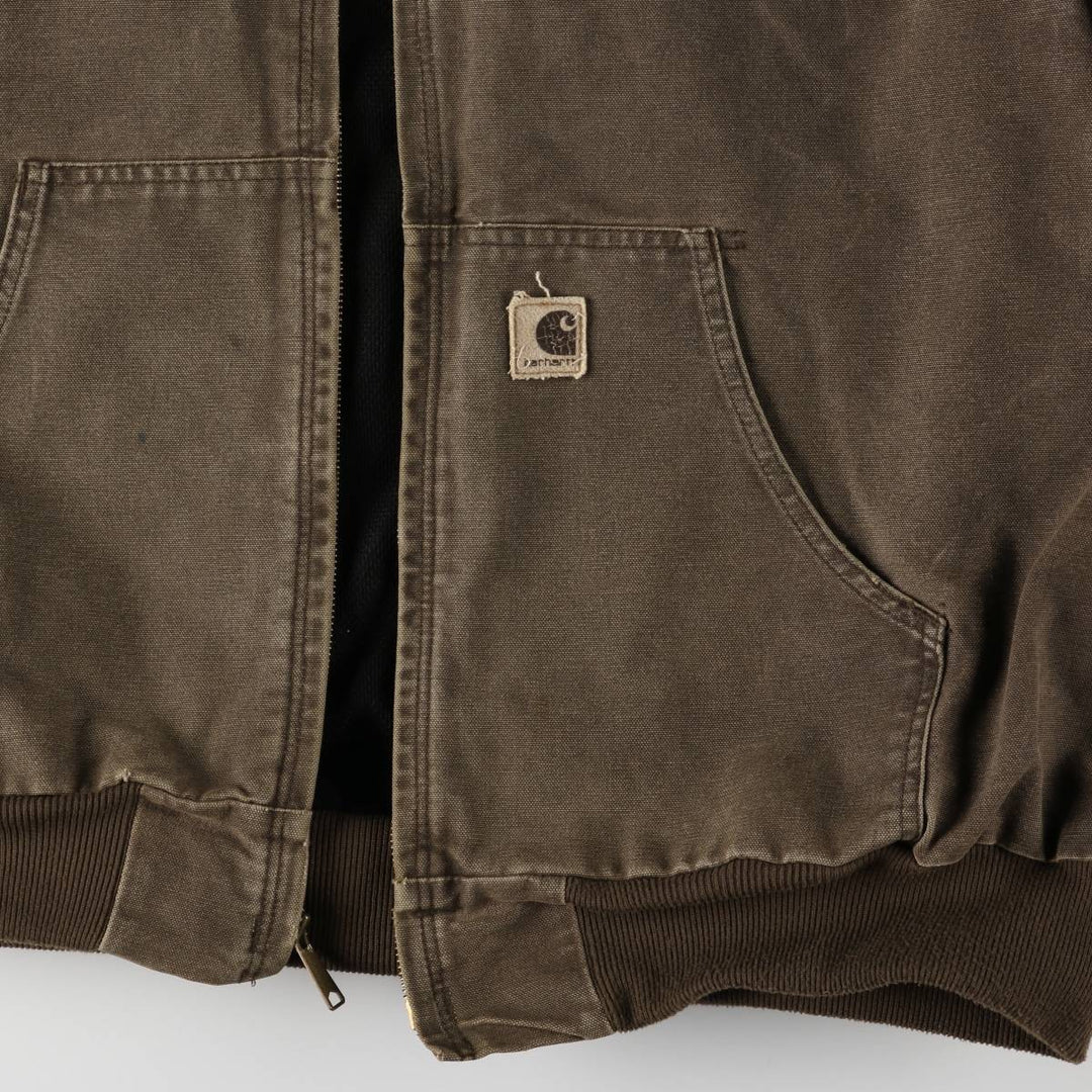 00'S Carhartt Active Jacket Duck Full Zip Hoodie Men's XXL cotton brown type Vintage Second Hand