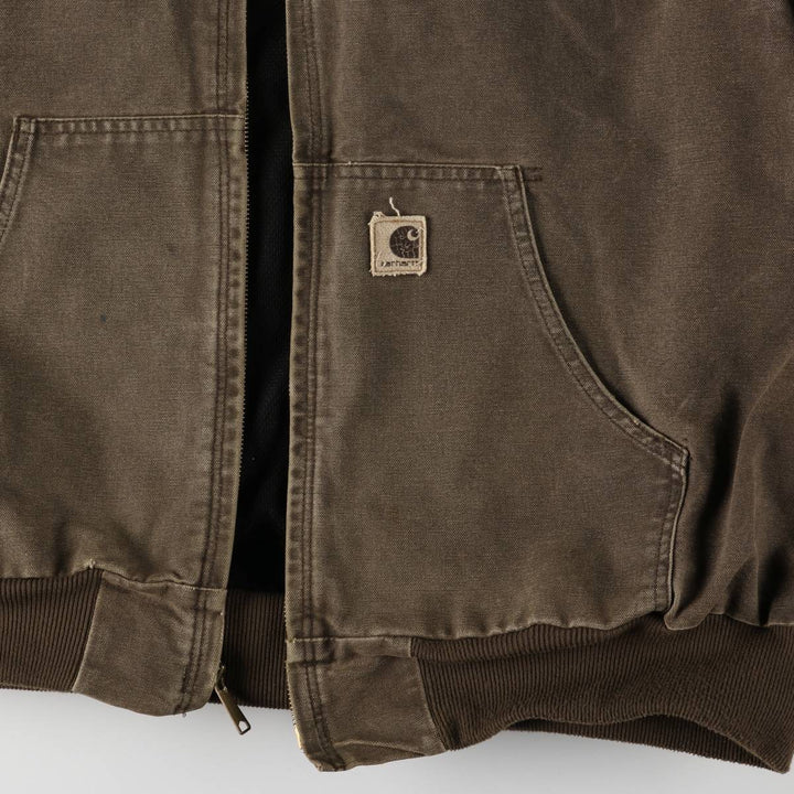 00'S Carhartt Active Jacket Duck Full Zip Hoodie Men's XXL cotton brown type Vintage Second Hand