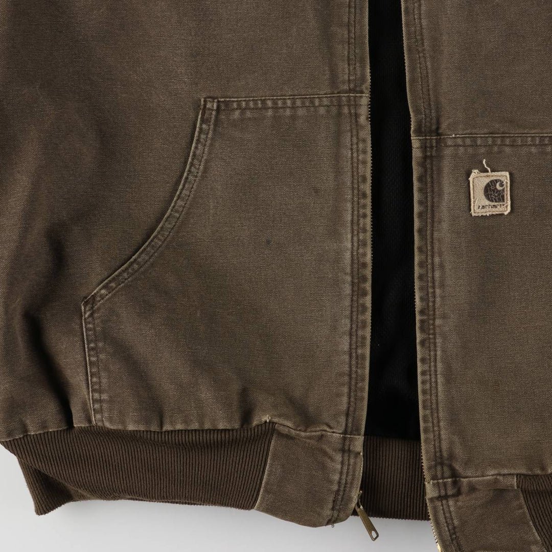 00'S Carhartt Active Jacket Duck Full Zip Hoodie Men's XXL cotton brown type Vintage Second Hand
