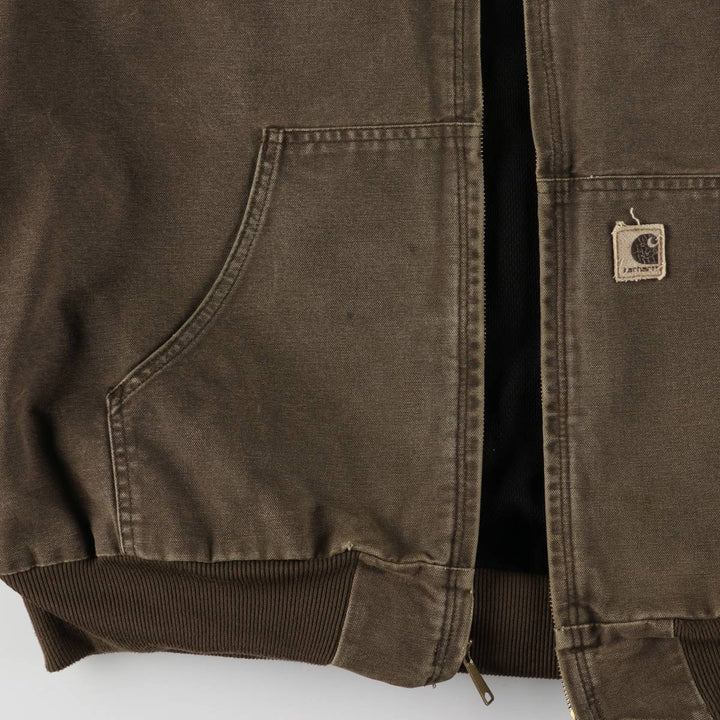 00'S Carhartt Active Jacket Duck Full Zip Hoodie Men's XXL cotton brown type Vintage Second Hand