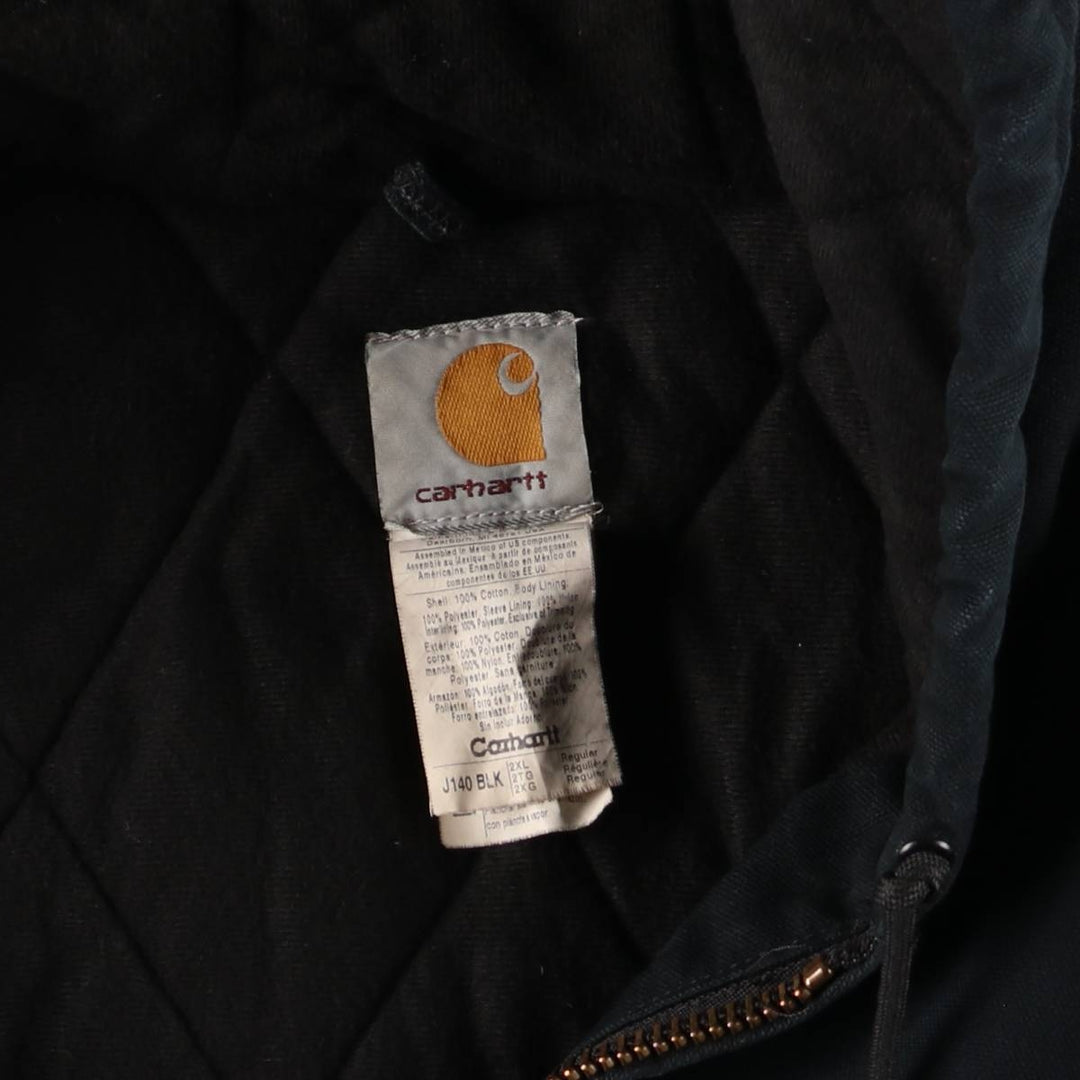 00'S Carhartt Active Jacket Duck Full Zip Hoodie Men's XXL cotton black type Vintage Second Hand