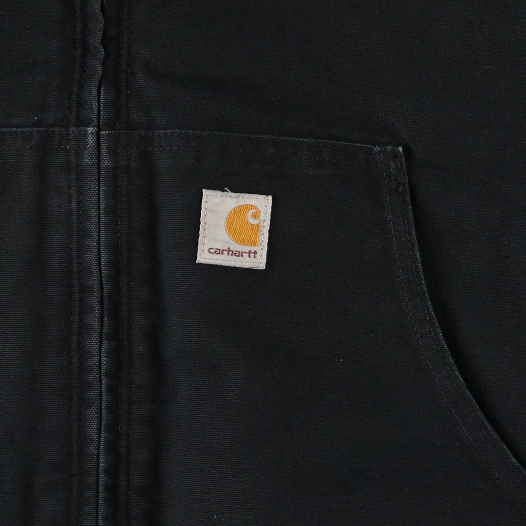 00'S Carhartt Active Jacket Duck Full Zip Hoodie Men's XXL cotton black type Vintage Second Hand