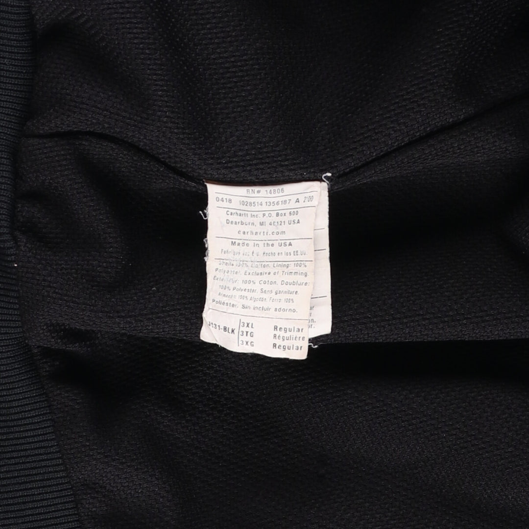 Big size Carhartt Active Jacket Duck Full Zip Parka Made in USA Men's XXXL equivalent cotton black type Vintage Second Hand