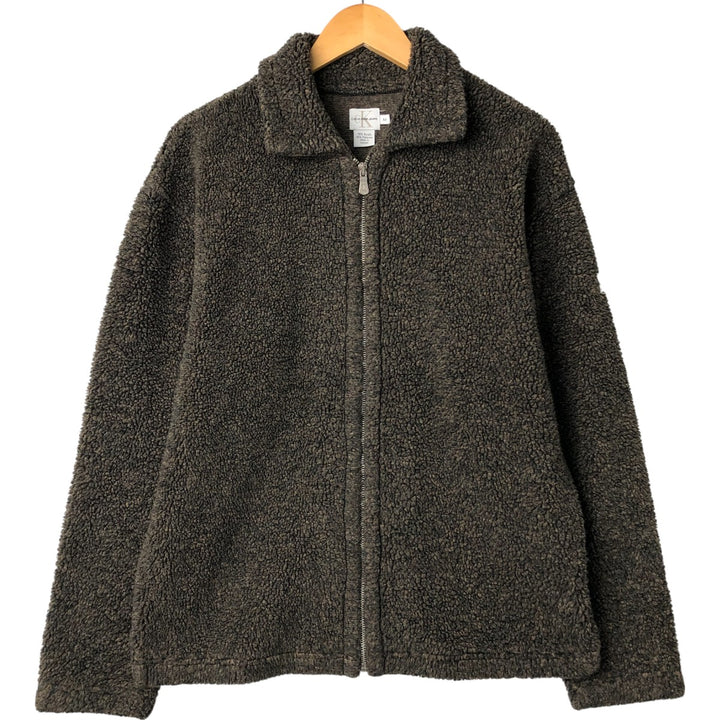 Vintage 90s-00'S Calvin Klein Jeans fleece jacket, Made in Canada, Men's size M acrylic brown type Vintage Second Hand