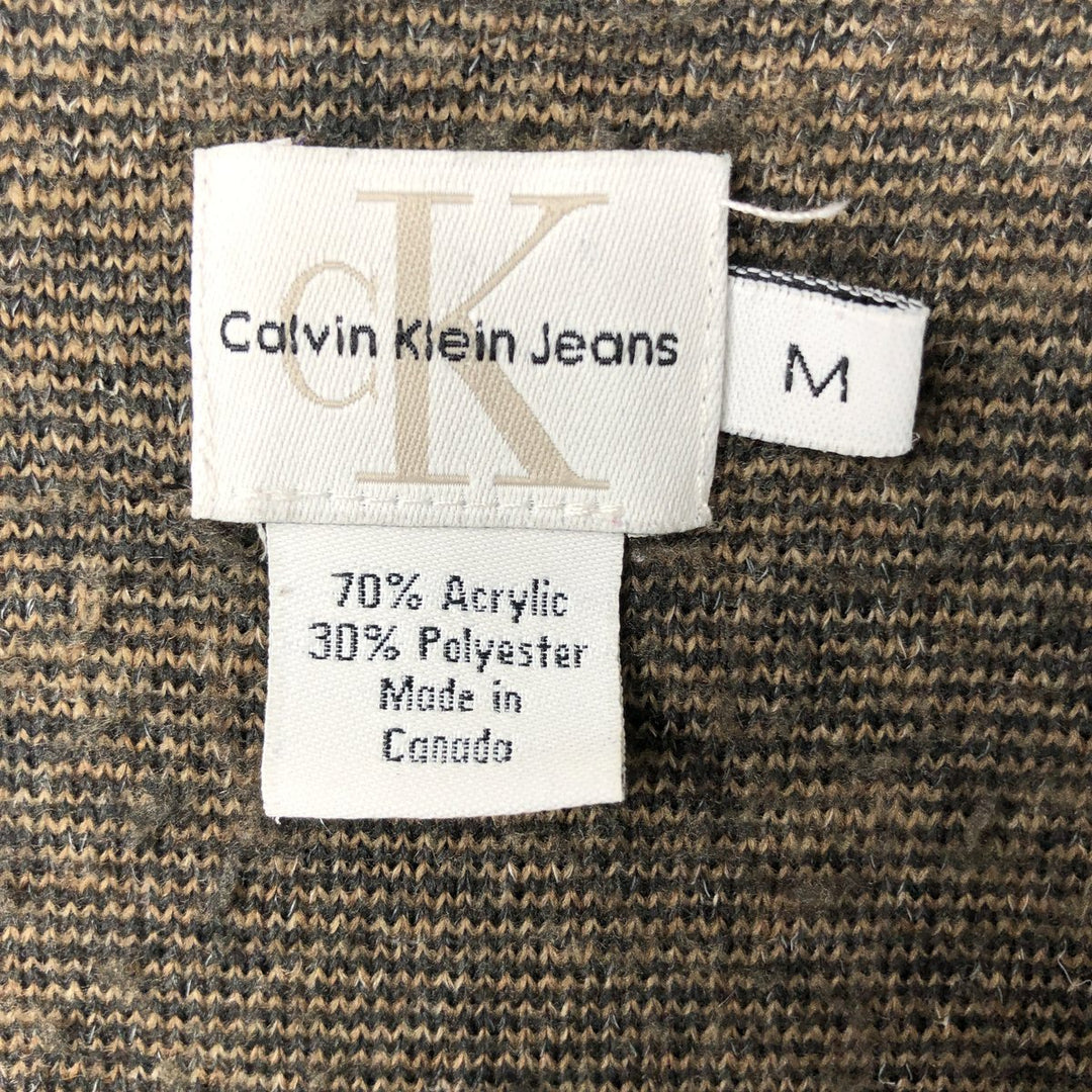 Vintage 90s-00'S Calvin Klein Jeans fleece jacket, Made in Canada, Men's size M acrylic brown type Vintage Second Hand