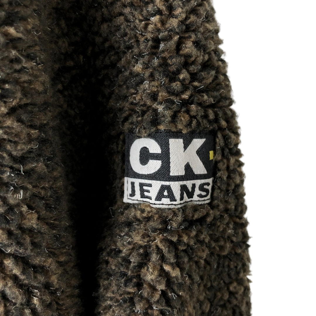 Vintage 90s-00'S Calvin Klein Jeans fleece jacket, Made in Canada, Men's size M acrylic brown type Vintage Second Hand