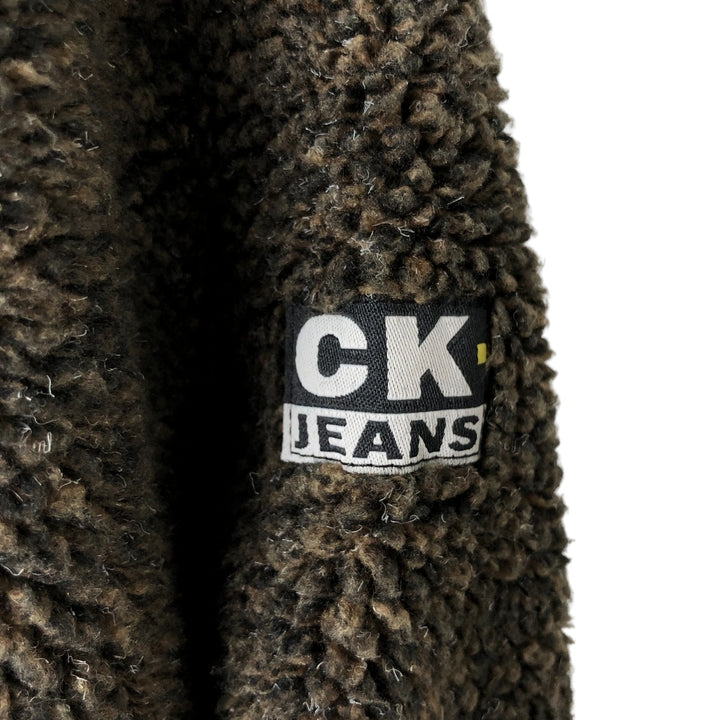 Vintage 90s-00'S Calvin Klein Jeans fleece jacket, Made in Canada, Men's size M acrylic brown type Vintage Second Hand