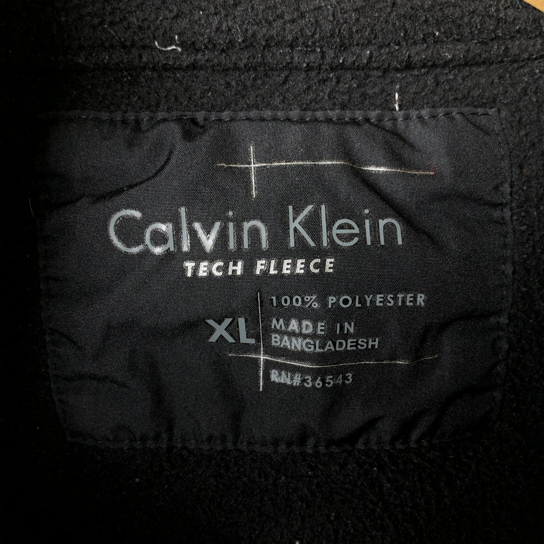 Calvin Klein Tech Freece Half-Zip Fleece Pullover, Men's XL polyester black type Vintage Second Hand