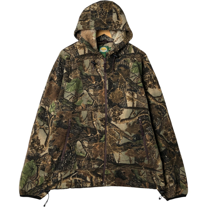 Vintage 90s-00'S Cabelas Realtree Camo Fleece Full-Zip Hoodie, Men's Size Medium polyester Khaki type Vintage Second Hand