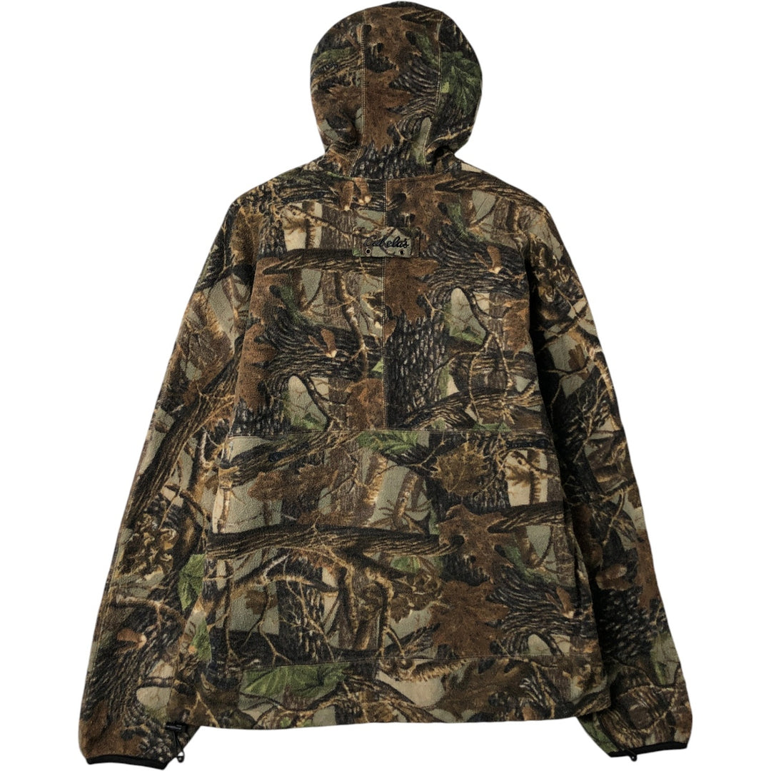 Vintage 90s-00'S Cabelas Realtree Camo Fleece Full-Zip Hoodie, Men's Size Medium polyester Khaki type Vintage Second Hand