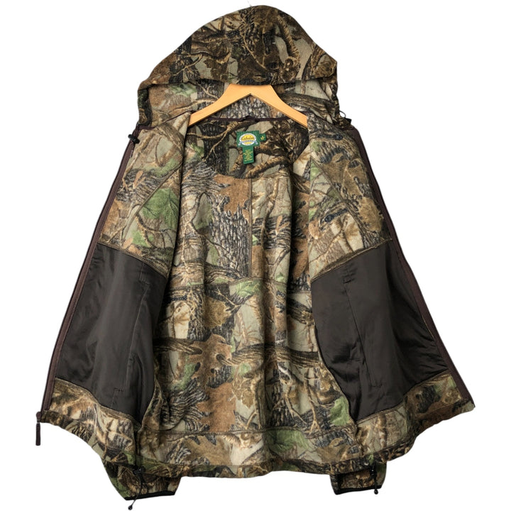 Vintage 90s-00'S Cabelas Realtree Camo Fleece Full-Zip Hoodie, Men's Size Medium polyester Khaki type Vintage Second Hand