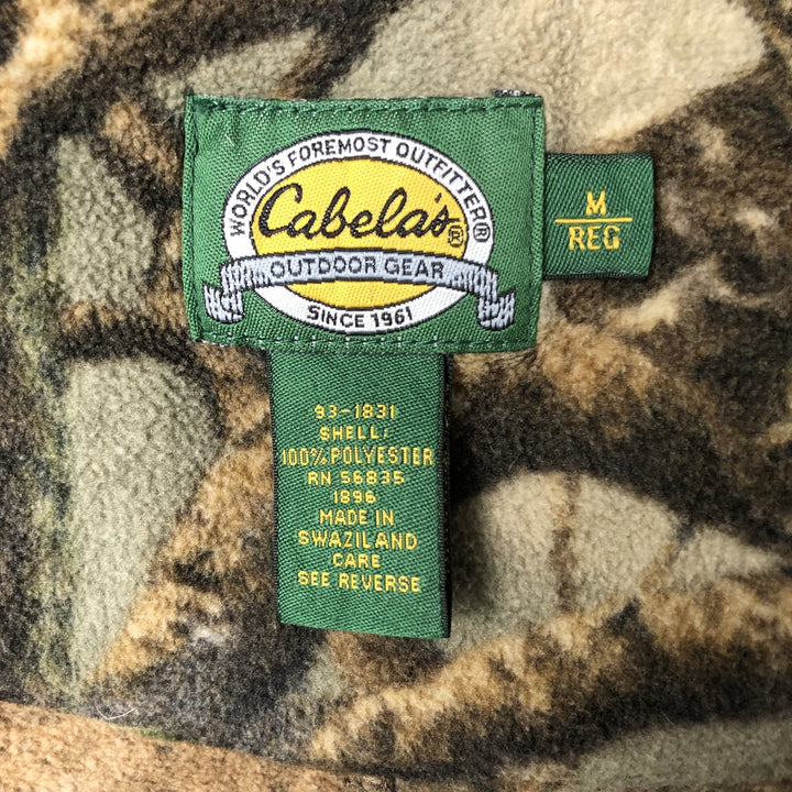 Vintage 90s-00'S Cabelas Realtree Camo Fleece Full-Zip Hoodie, Men's Size Medium polyester Khaki type Vintage Second Hand