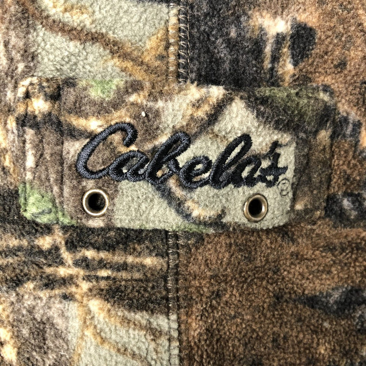 Vintage 90s-00'S Cabelas Realtree Camo Fleece Full-Zip Hoodie, Men's Size Medium polyester Khaki type Vintage Second Hand