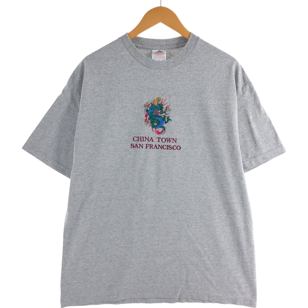 00'S ALSTYLE APPAREL AND ACTIVEWEAR Dragon Pattern Embroidered T-shirt Made in USA Men's XL cotton gray type Vintage Second Hand