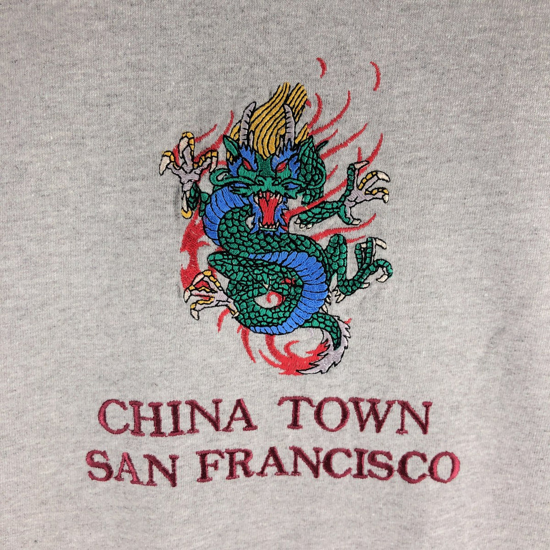 00'S ALSTYLE APPAREL AND ACTIVEWEAR Dragon Pattern Embroidered T-shirt Made in USA Men's XL cotton gray type Vintage Second Hand