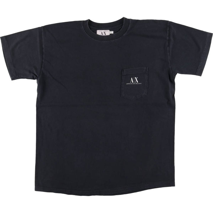 Vintage 1990'S Armani Exchange short-sleeved pocket T-shirt, made in the USA, size L, men's cotton black type Vintage Second Hand