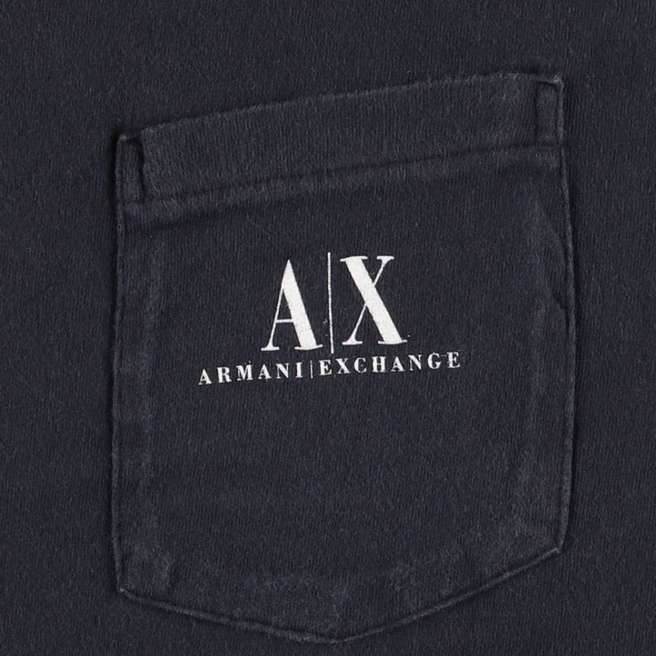 Vintage 1990'S Armani Exchange short-sleeved pocket T-shirt, made in the USA, size L, men's cotton black type Vintage Second Hand