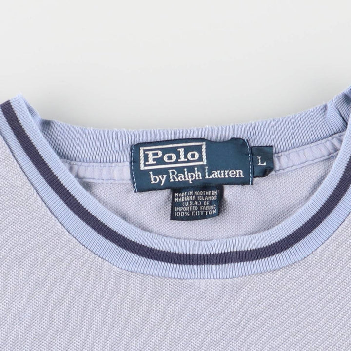 Ralph Lauren POLO by Ralph Lauren Pique Short Sleeve One Point Logo T-Shirt Men's L cotton Blue type light blue Vintage Second Hand