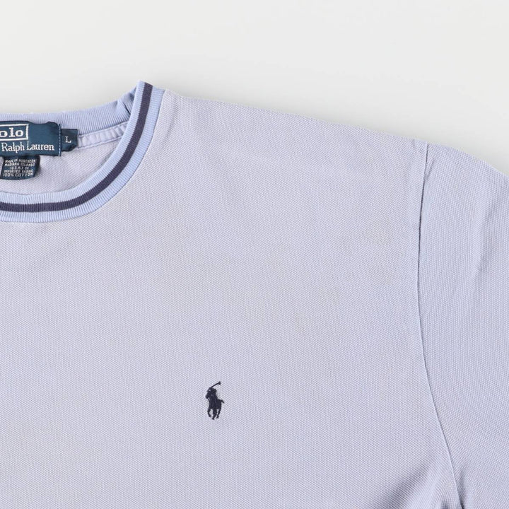 Ralph Lauren POLO by Ralph Lauren Pique Short Sleeve One Point Logo T-Shirt Men's L cotton Blue type light blue Vintage Second Hand