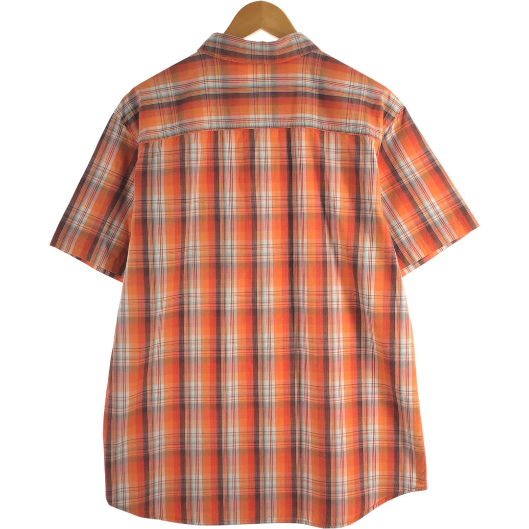 Columbia OMNI-SHADE short-sleeved cotton check shirt, men's size L cotton orange type Vintage Second Hand