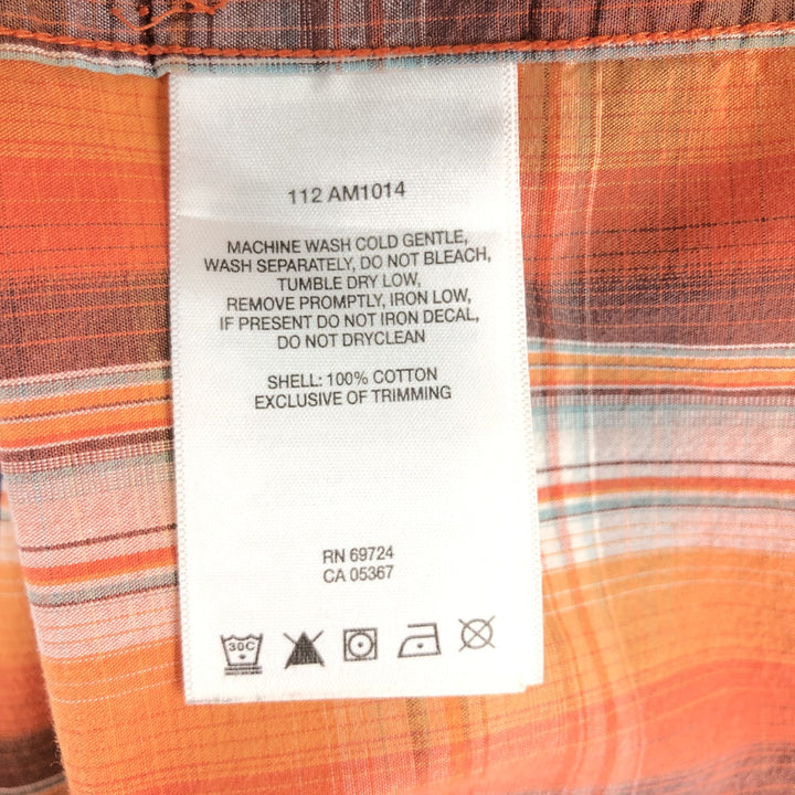Columbia OMNI-SHADE short-sleeved cotton check shirt, men's size L cotton orange type Vintage Second Hand