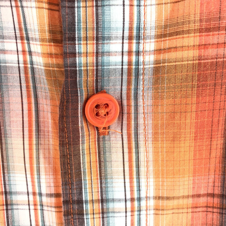 Columbia OMNI-SHADE short-sleeved cotton check shirt, men's size L cotton orange type Vintage Second Hand