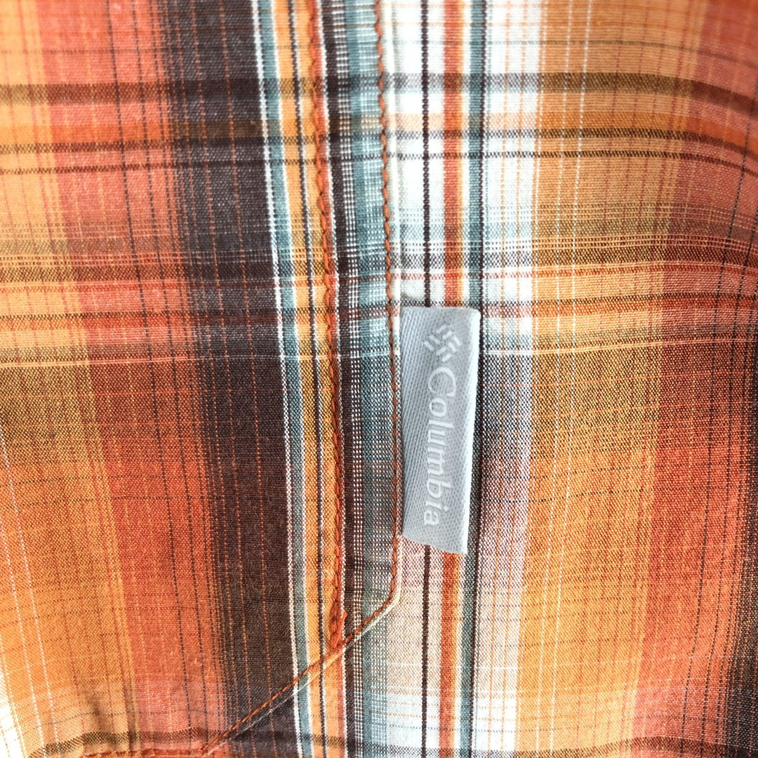 Columbia OMNI-SHADE short-sleeved cotton check shirt, men's size L cotton orange type Vintage Second Hand