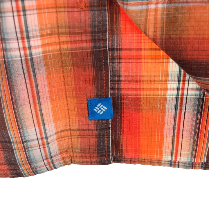 Columbia OMNI-SHADE short-sleeved cotton check shirt, men's size L cotton orange type Vintage Second Hand