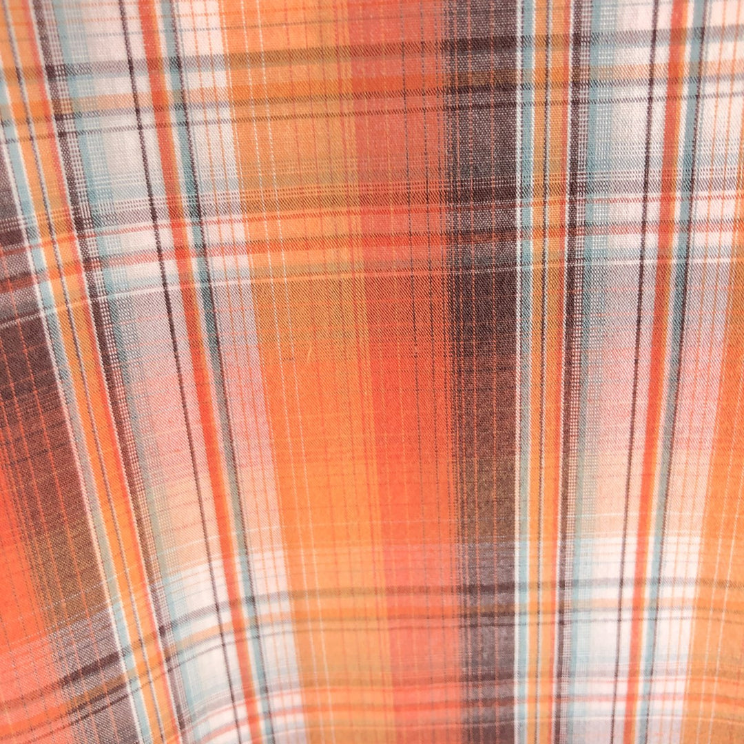 Columbia OMNI-SHADE short-sleeved cotton check shirt, men's size L cotton orange type Vintage Second Hand