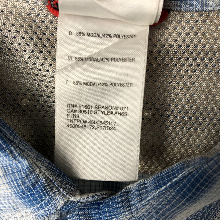 THE NORTH FACE Check Pattern Short Sleeve Fishing Shirt, Men's L size Modal blue type Vintage Second Hand