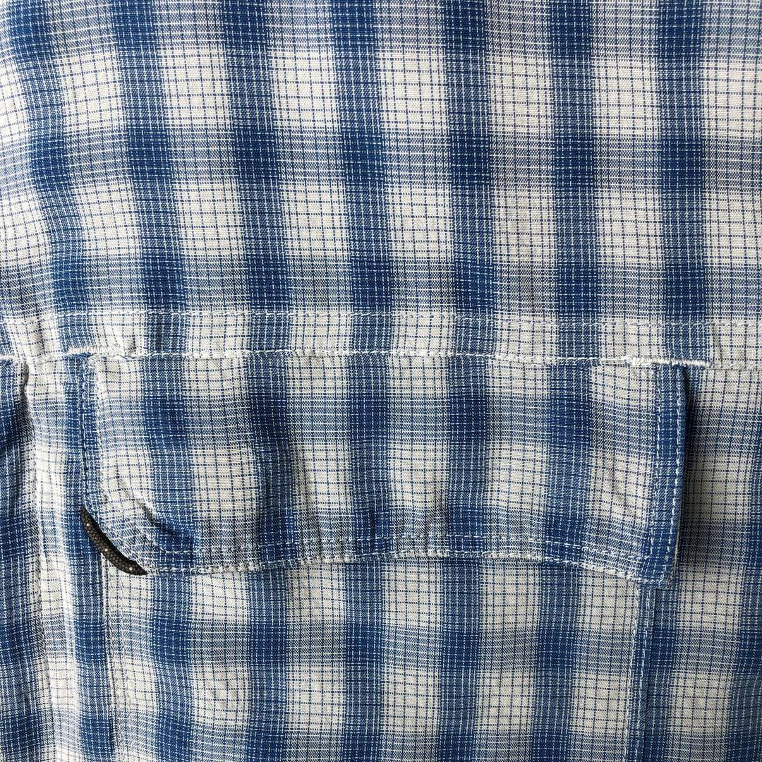 THE NORTH FACE Check Pattern Short Sleeve Fishing Shirt, Men's L size Modal blue type Vintage Second Hand