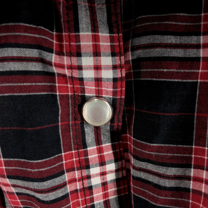 Harley-Davidson Check Pattern Short Sleeve Western Shirt, Women's Size L cotton black type Vintage Second Hand