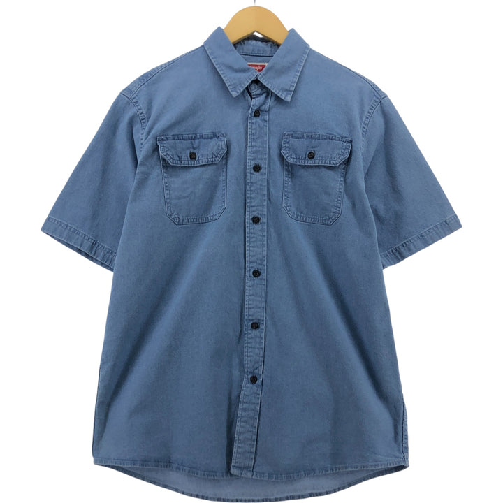 Wrangler Short Sleeve Denim Shirt, Men's Medium cotton blue type Vintage Second Hand