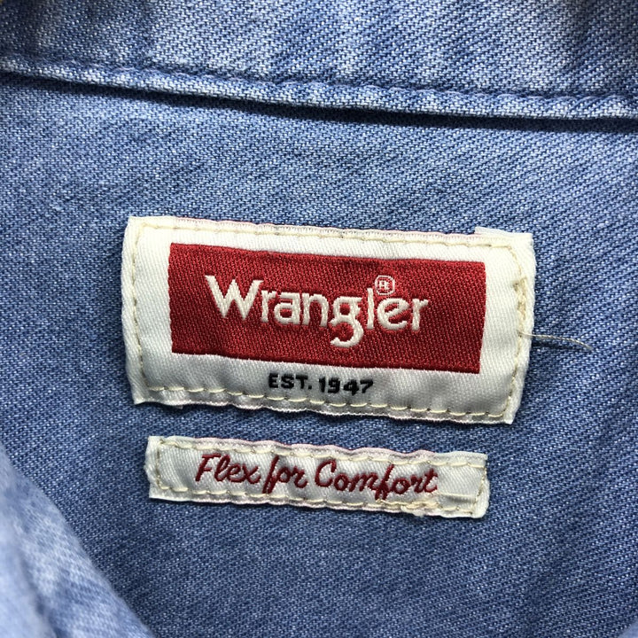Wrangler Short Sleeve Denim Shirt, Men's Medium cotton blue type Vintage Second Hand