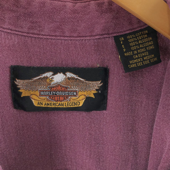 Harley-Davidson Pullover Short Sleeve Denim Shirt Women's M cotton purple type Vintage Second Hand