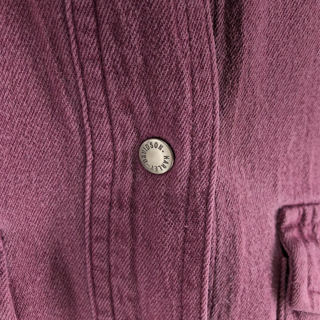 Harley-Davidson Pullover Short Sleeve Denim Shirt Women's M cotton purple type Vintage Second Hand