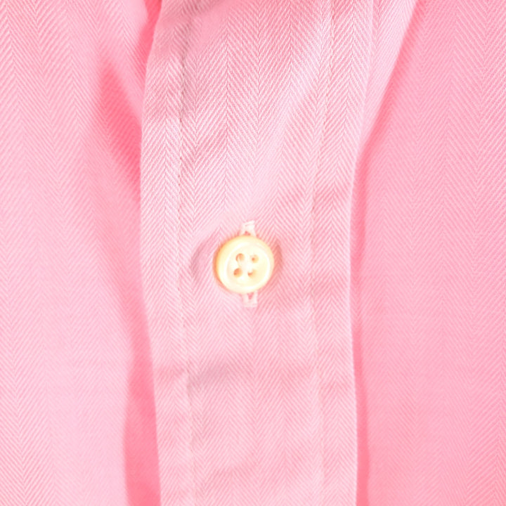 POLO by Ralph Lauren REGENT CUSTOM FIT Wide Collar Herringbone Long Sleeve Cotton Shirt Men's M cotton pink type Vintage Second Hand