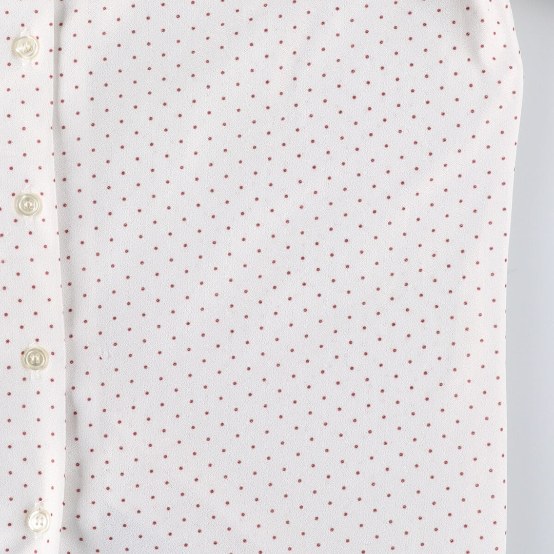 Dot Pattern Frill Collar with Ribbon Long Sleeve Frill Blouse Women's M Size unclear white type Vintage Second Hand