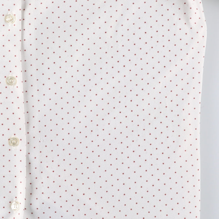 Dot Pattern Frill Collar with Ribbon Long Sleeve Frill Blouse Women's M Size unclear white type Vintage Second Hand